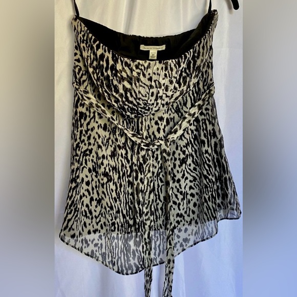 Banana Republic Black & White Animal Print Strapless Top Size: 10 Petite - Picture 3 of 6